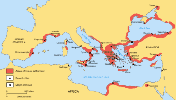 紀元前750～550年のギリシャ領