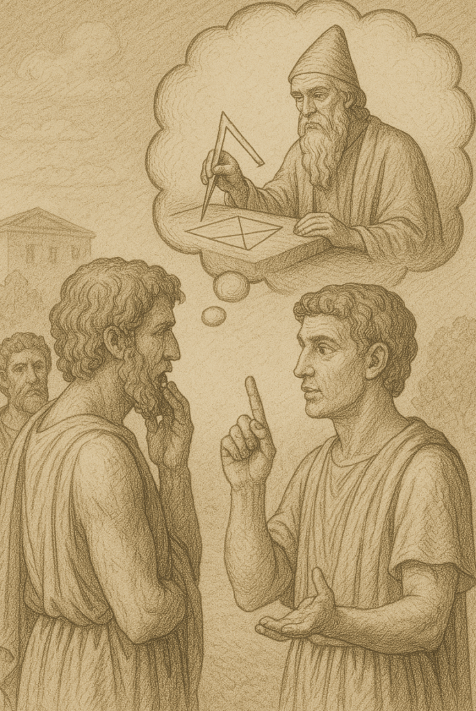 伝聞で語り継がれる数学者（AIイメージ）