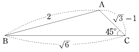 余弦定理の例題（c=2）
