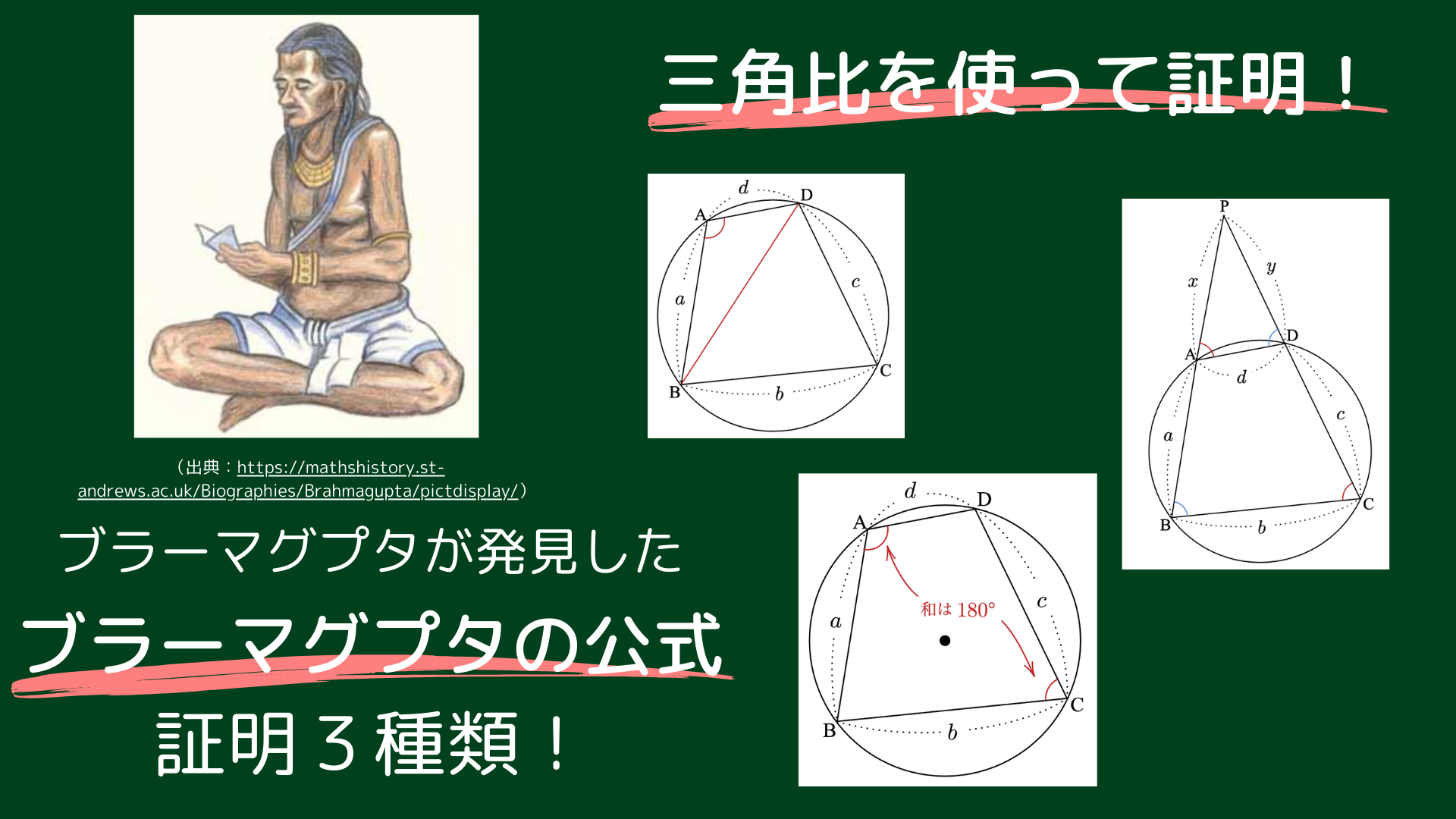 「ブラーマグプタの公式」証明３種　アイキャッチ