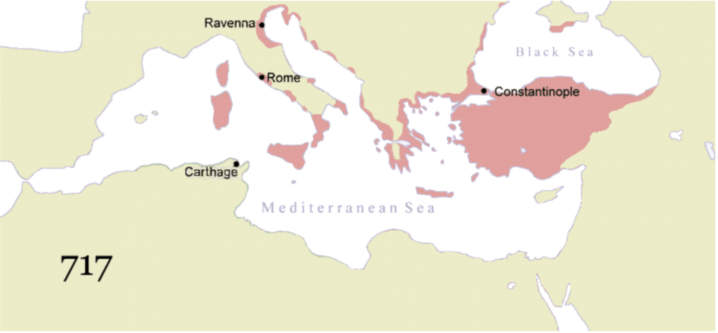 717年のビザンツ帝国の領土